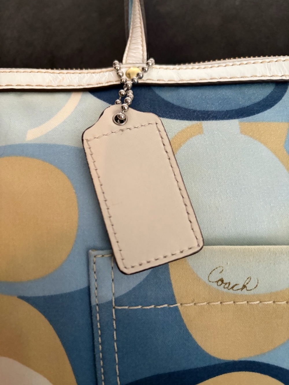 Coach Legacy Scarf Print Satin Signature C Tote 2007 Blue Gold *hangtag added* - Picture 16 of 16